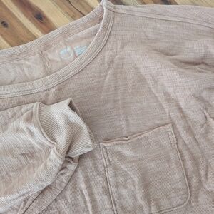 Oversized Lounge Waffle Long Sleeve Aerie Casual Tan Women's Medium